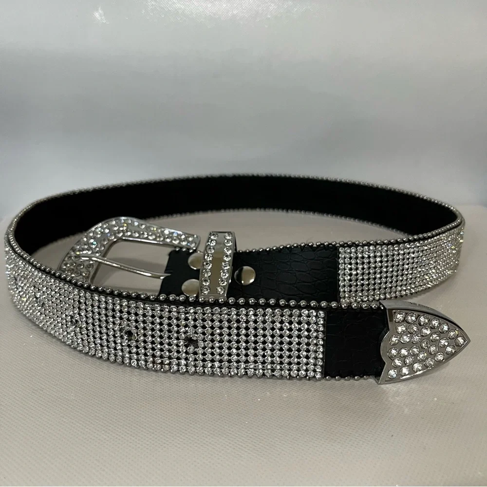 Rhinestones Western Leather Belt